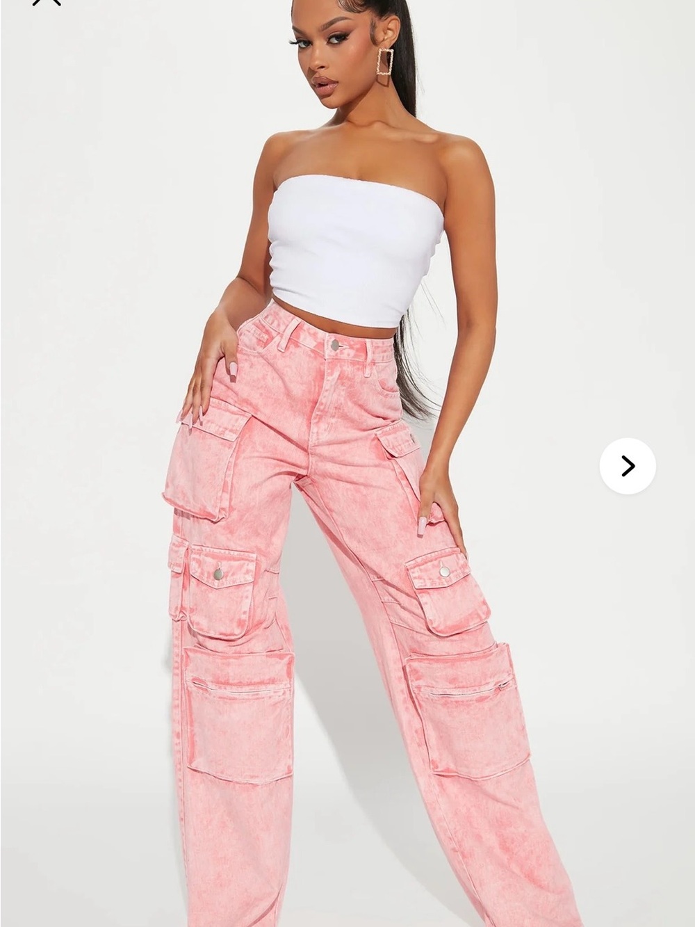 Fashion Nova Coral Pink denim size 11 new Zip-Front Cargo Pants